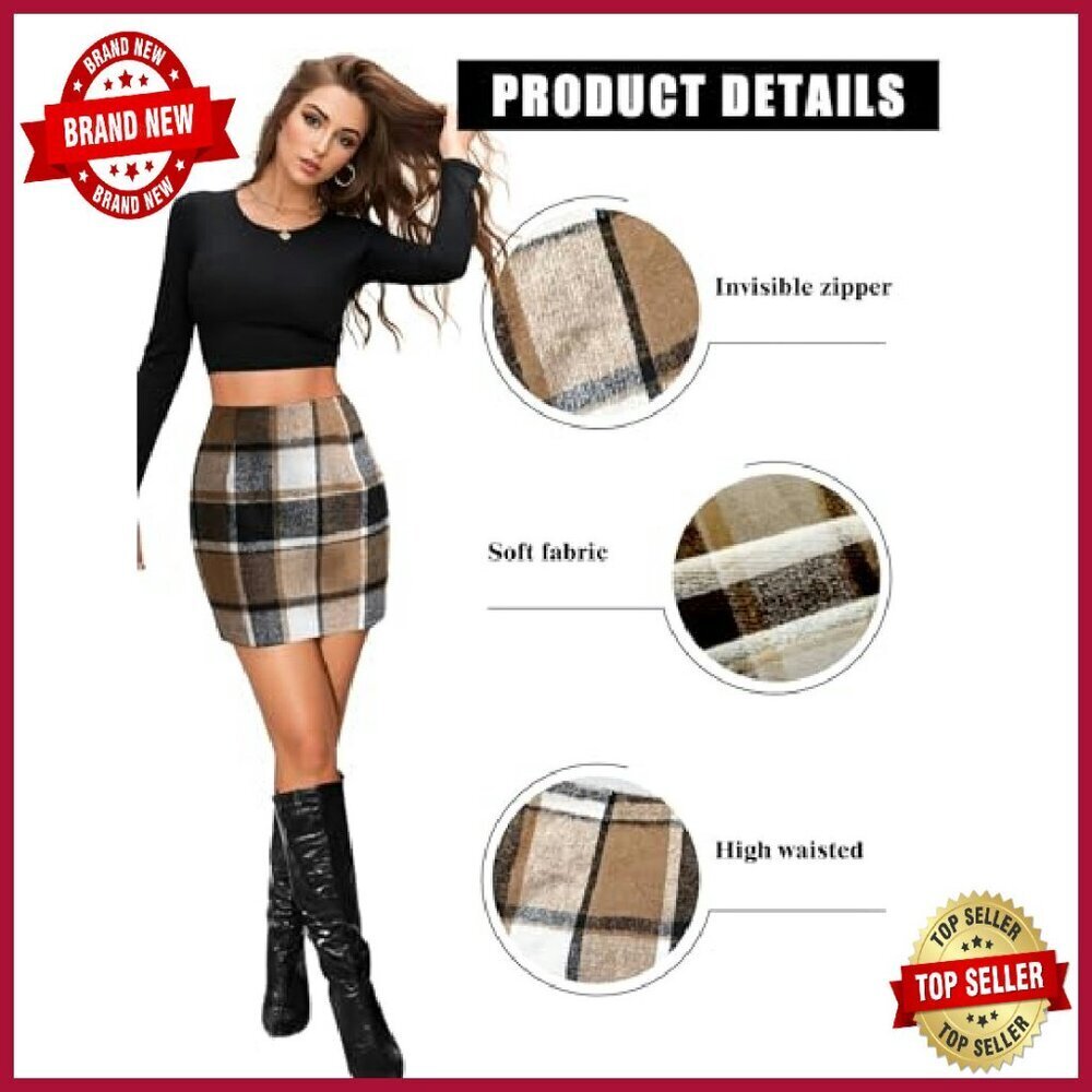 High Waist Pencil Mini Skirt Bodycon Polyester Fall Winter Trendy - Picture 5 of 8